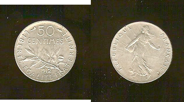 50 centimes Semeuse 1912 Unc